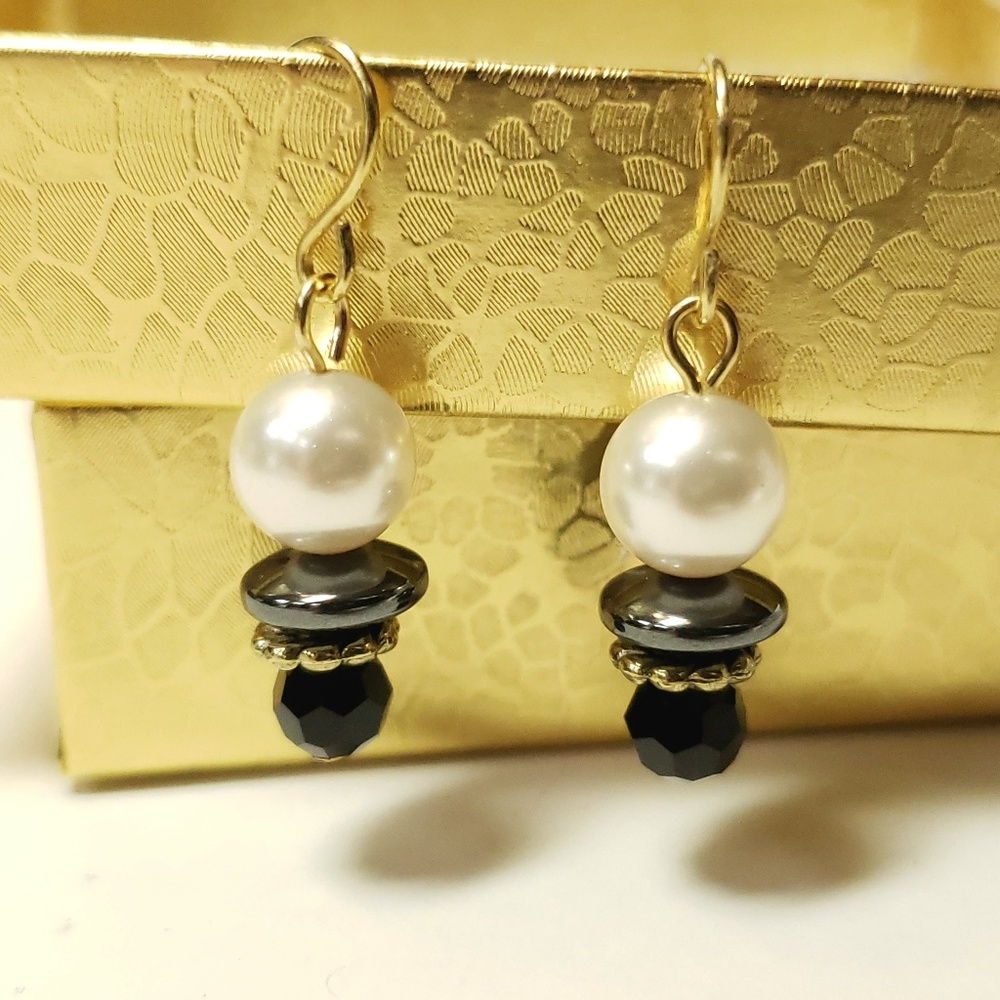 3/$15 Golden Tuxedo Earrings